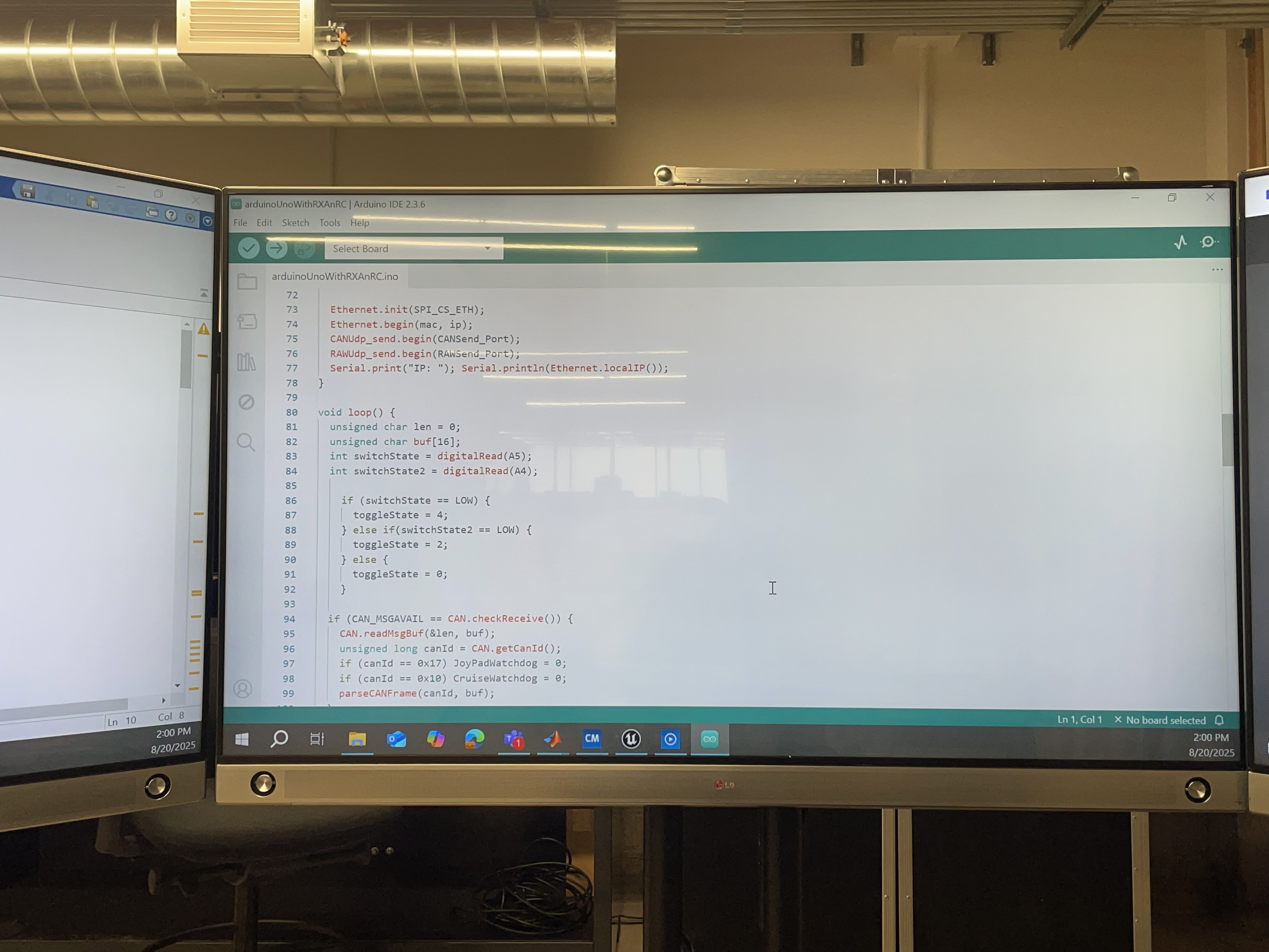 Arduino Script to capture CAN Signals